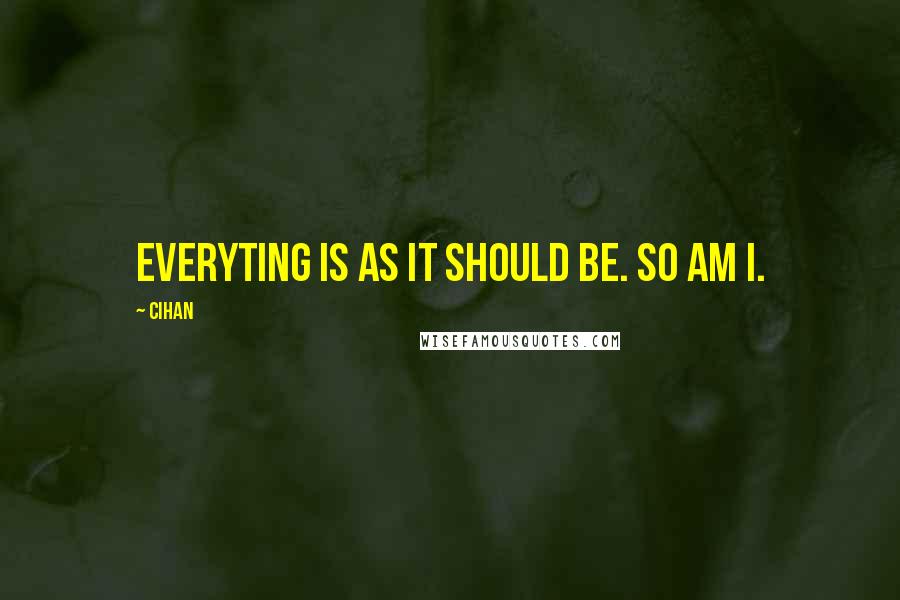 Cihan quotes: Everyting is as it should be. So am I.