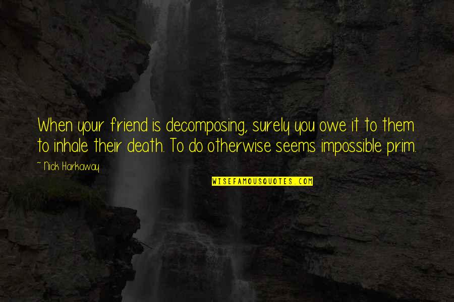 Cilio Quotes By Nick Harkaway: When your friend is decomposing, surely you owe