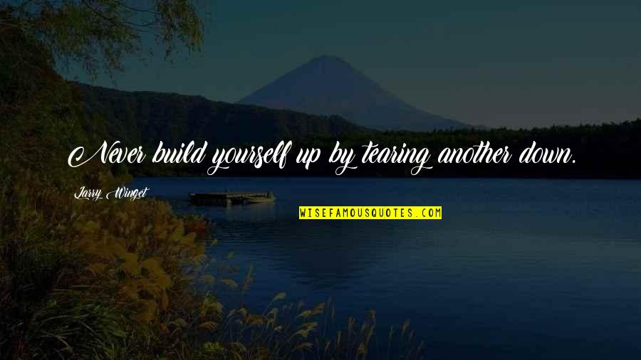 Cimilre Quotes By Larry Winget: Never build yourself up by tearing another down.