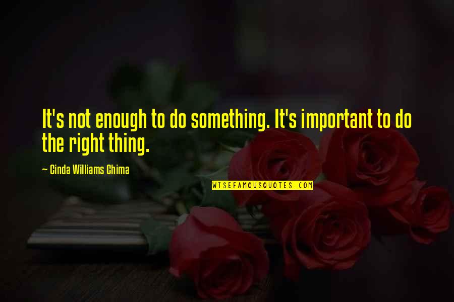 Cinda Williams Chima Quotes By Cinda Williams Chima: It's not enough to do something. It's important