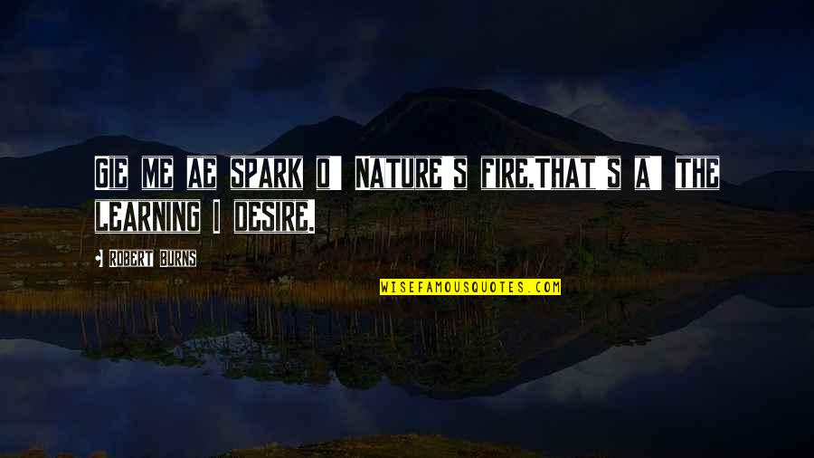 Cinderkeisha Quotes By Robert Burns: Gie me ae spark o' Nature's fire,That's a'