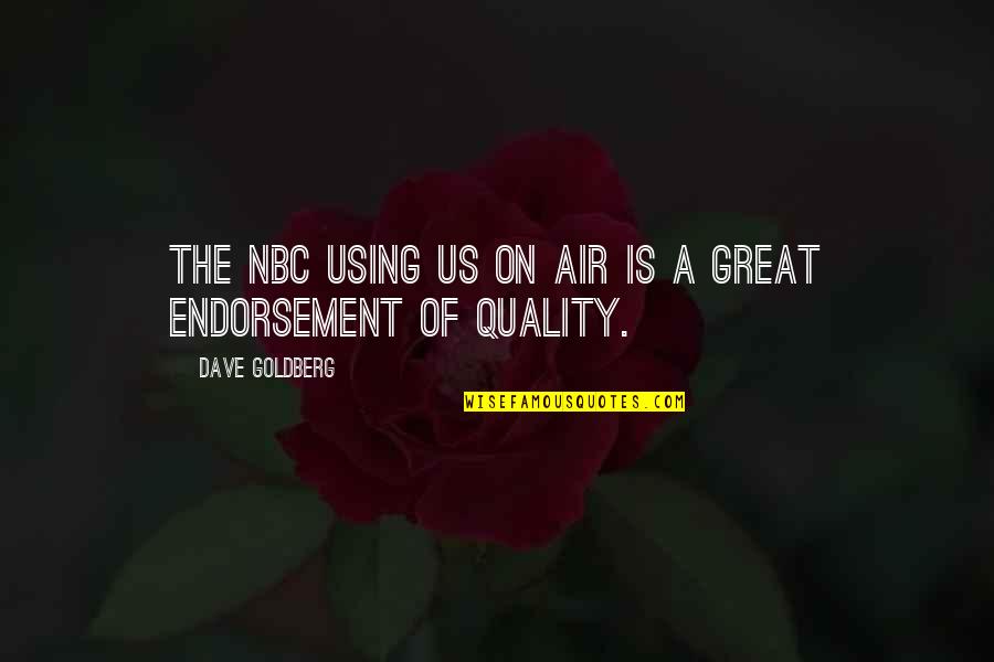 Cindi Mcmenamin Quotes By Dave Goldberg: The NBC using us on air is a