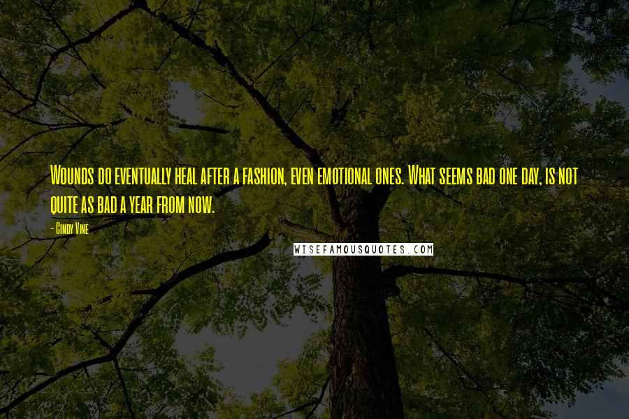 Cindy Vine quotes: Wounds do eventually heal after a fashion, even emotional ones. What seems bad one day, is not quite as bad a year from now.