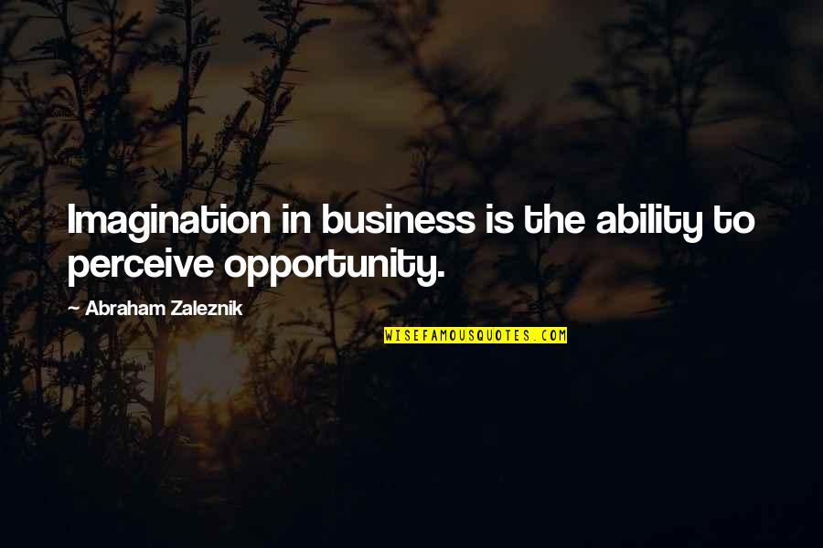 Cinematografica Definicion Quotes By Abraham Zaleznik: Imagination in business is the ability to perceive
