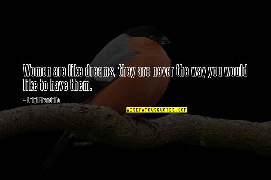 Cinn A Trpn Rod Cvicen Quotes By Luigi Pirandello: Women are like dreams, they are never the Cinn A Trpn Rod Cvicen Quotes By Luigi Pirandello: Women are like dreams, they are never the