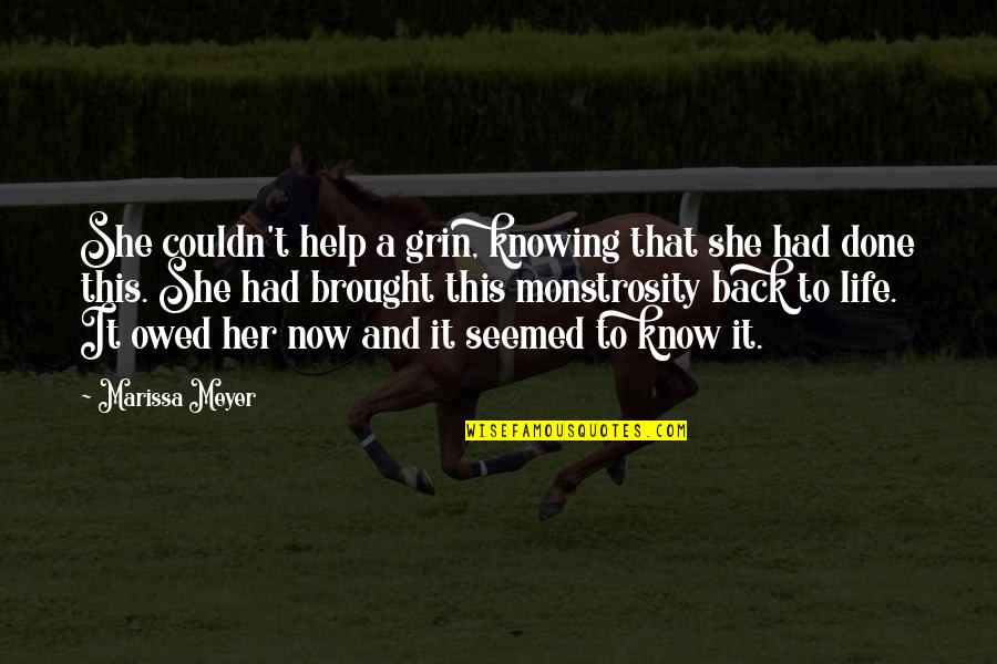 Cinquetti Pioggia Quotes By Marissa Meyer: She couldn't help a grin, knowing that she