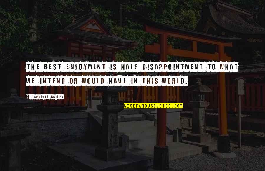 Cipello Quotes By Gamaliel Bailey: The best enjoyment is half disappointment to what Cipello Quotes By Gamaliel Bailey: The best enjoyment is half disappointment to what