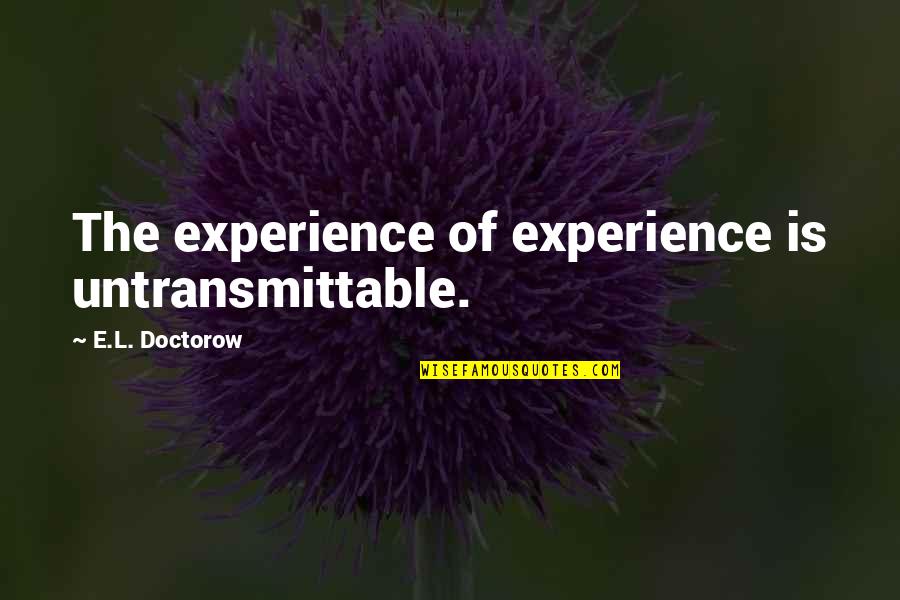 Cipollas Five Fundamental Laws Quotes By E.L. Doctorow: The experience of experience is untransmittable. Cipollas Five Fundamental Laws Quotes By E.L. Doctorow: The experience of experience is untransmittable.