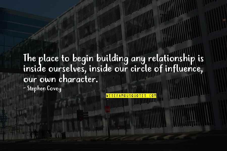 Circle Quotes By Stephen Covey: The place to begin building any relationship is