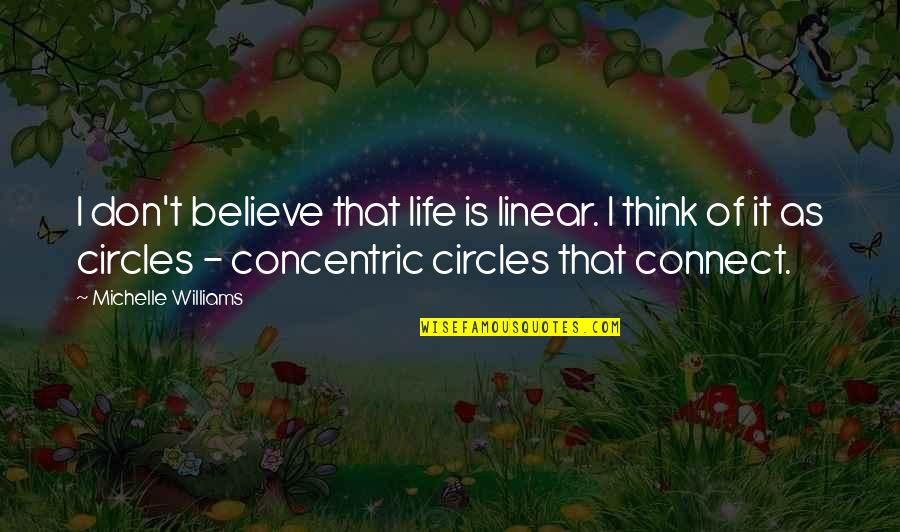 Circles And Life Quotes By Michelle Williams: I don't believe that life is linear. I