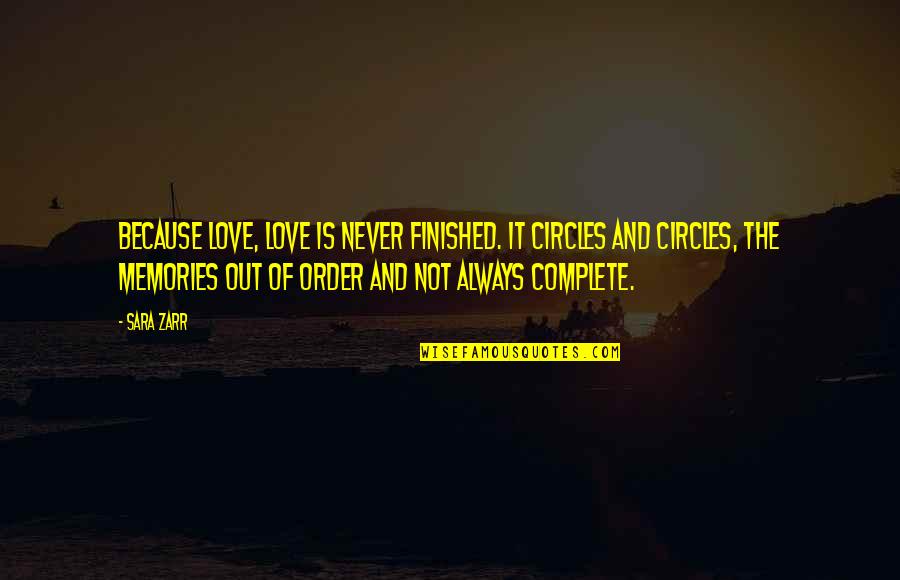 Circles And Love Quotes By Sara Zarr: Because love, love is never finished. It circles