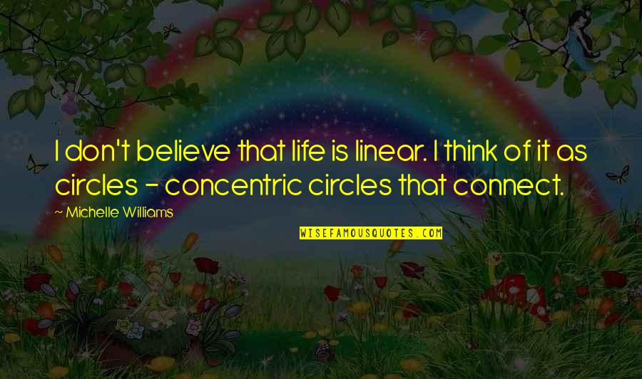 Circles Of Quotes By Michelle Williams: I don't believe that life is linear. I