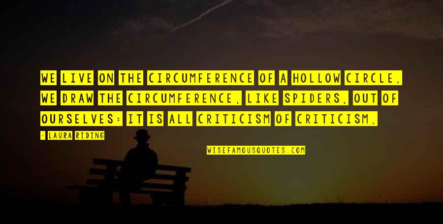 Circumference Quotes By Laura Riding: We live on the circumference of a hollow