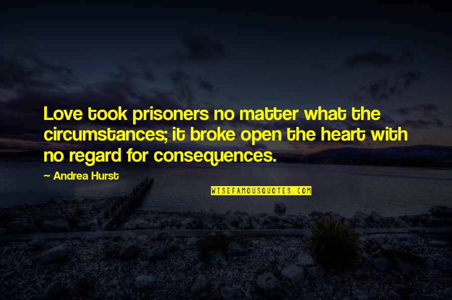 Circumstances In Love Quotes By Andrea Hurst: Love took prisoners no matter what the circumstances;