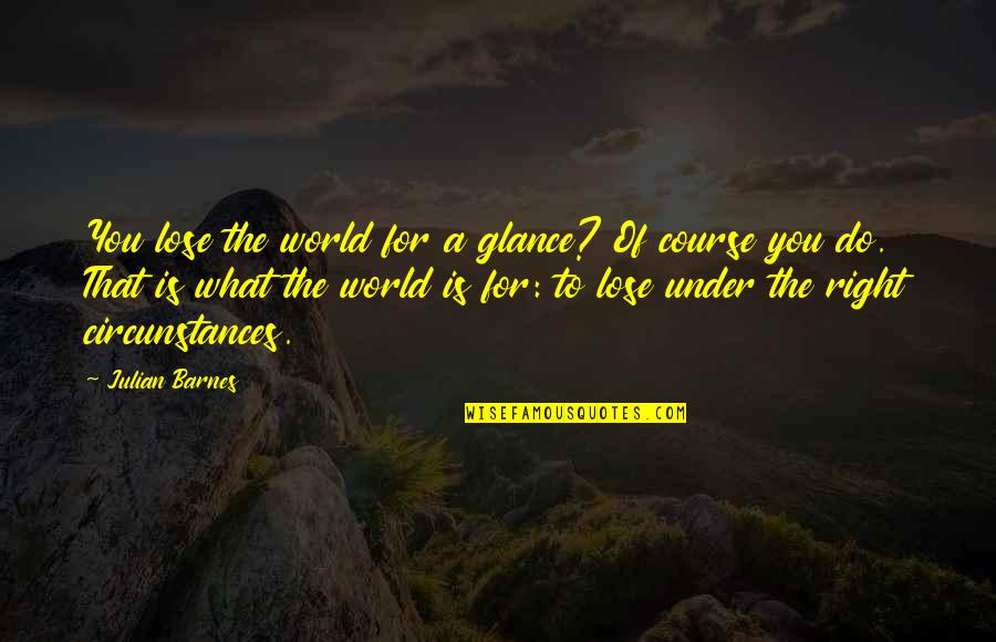 Circunstances Quotes By Julian Barnes: You lose the world for a glance? Of