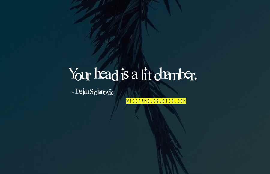 Ciribelli Watch Quotes By Dejan Stojanovic: Your head is a lit chamber.