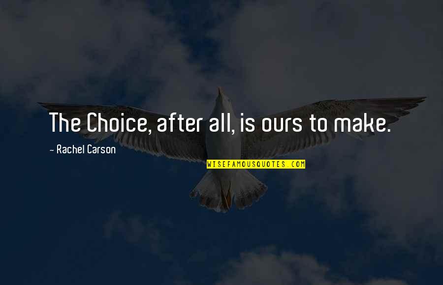 Cirineus Quotes By Rachel Carson: The Choice, after all, is ours to make. Cirineus Quotes By Rachel Carson: The Choice, after all, is ours to make.