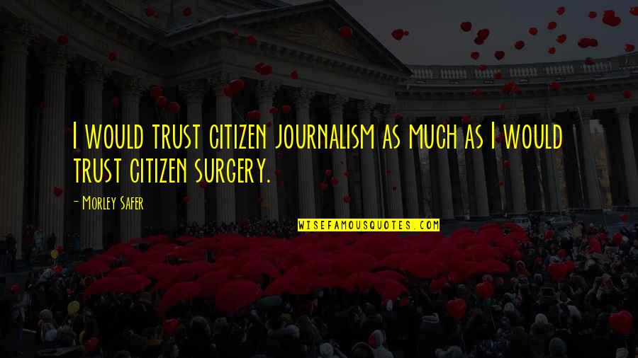 Citizen Journalism Quotes By Morley Safer: I would trust citizen journalism as much as
