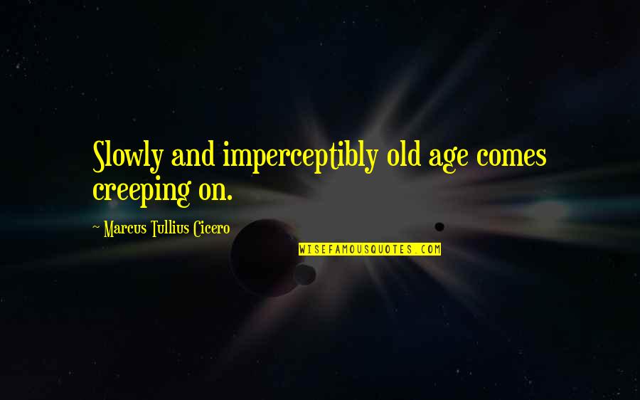 Citron Quotes By Marcus Tullius Cicero: Slowly and imperceptibly old age comes creeping on.