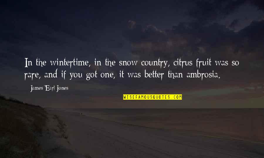 Citrus Fruit Quotes By James Earl Jones: In the wintertime, in the snow country, citrus