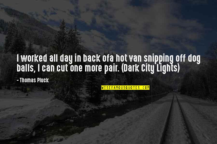 City Lights Quotes By Thomas Pluck: I worked all day in back ofa hot