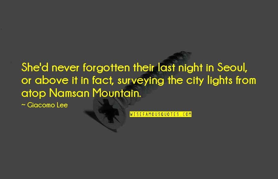 City Night Lights Quotes By Giacomo Lee: She'd never forgotten their last night in Seoul,