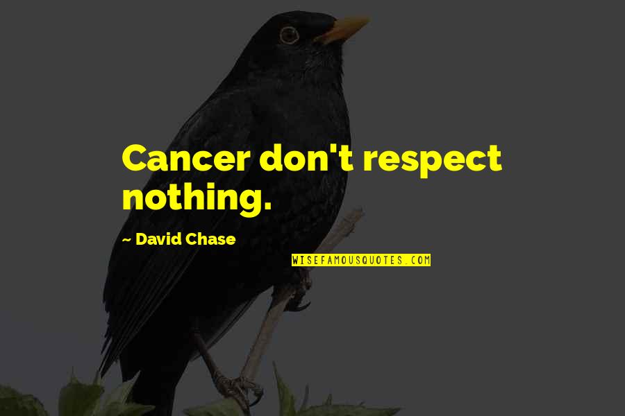 Cityisle Quotes By David Chase: Cancer don't respect nothing. Cityisle Quotes By David Chase: Cancer don't respect nothing.