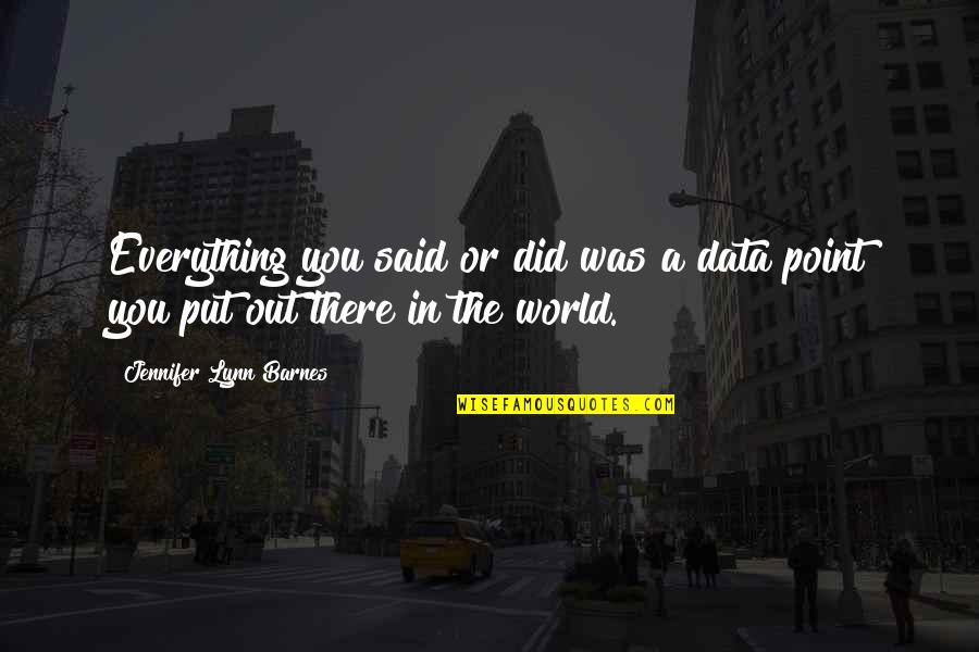 Cityofbones Quotes By Jennifer Lynn Barnes: Everything you said or did was a data