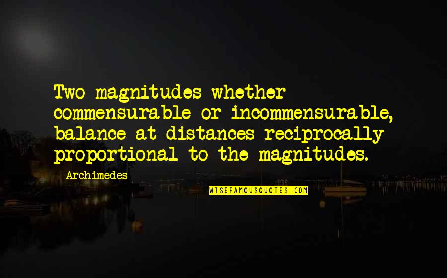 Civetta Ski Quotes By Archimedes: Two magnitudes whether commensurable or incommensurable, balance at