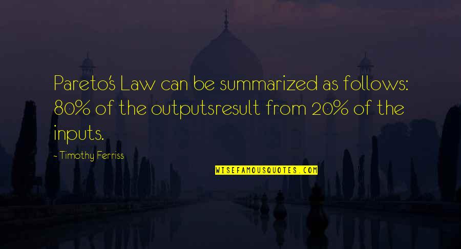 Civic Courage Quotes By Timothy Ferriss: Pareto's Law can be summarized as follows: 80% Civic Courage Quotes By Timothy Ferriss: Pareto's Law can be summarized as follows: 80%