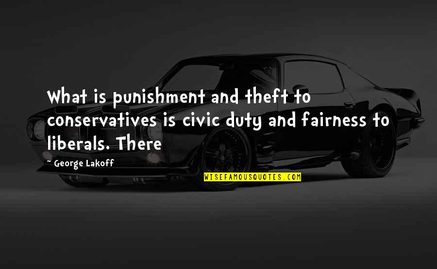 Civic Duty Quotes By George Lakoff: What is punishment and theft to conservatives is