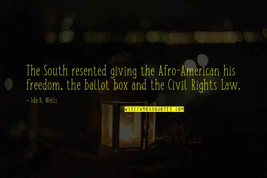 Civil Rights Freedom Quotes By Ida B. Wells: The South resented giving the Afro-American his freedom,