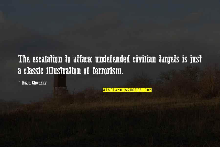 Civilian Quotes By Noam Chomsky: The escalation to attack undefended civilian targets is