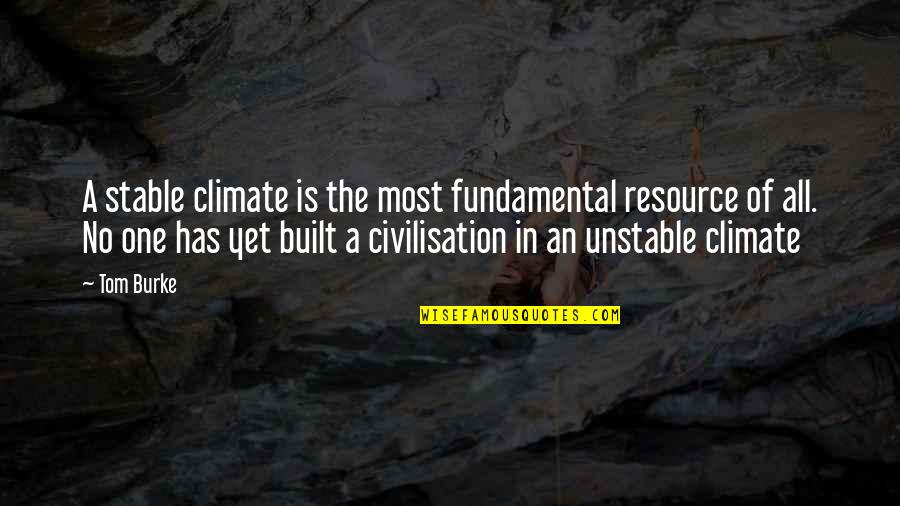 Civilisation 6 Quotes By Tom Burke: A stable climate is the most fundamental resource