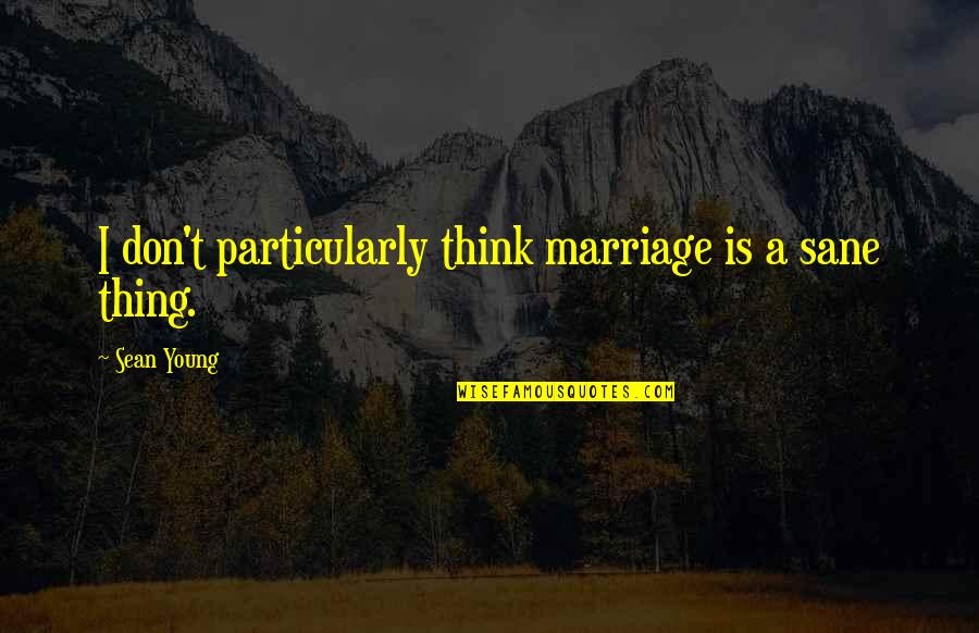 Cj7 Memorable Quotes By Sean Young: I don't particularly think marriage is a sane