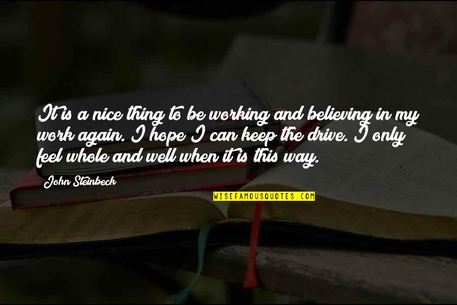 Clace Fan Quotes By John Steinbeck: It is a nice thing to be working