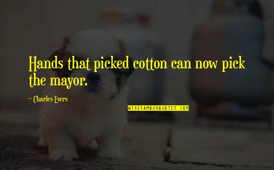 Claggett And Sykes Quotes By Charles Evers: Hands that picked cotton can now pick the