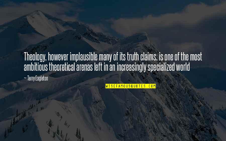 Claims One Quotes By Terry Eagleton: Theology, however implausible many of its truth claims, Claims One Quotes By Terry Eagleton: Theology, however implausible many of its truth claims,