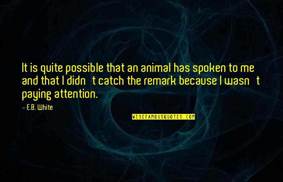 Clairaudience Quotes By E.B. White: It is quite possible that an animal has