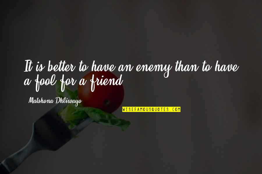 Claire S Song Quotes By Matshona Dhliwayo: It is better to have an enemy than