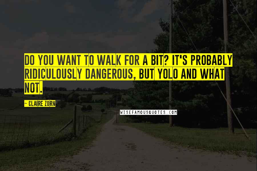 Claire Zorn quotes: Do you want to walk for a bit? It's probably ridiculously dangerous, but YOLO and what not.