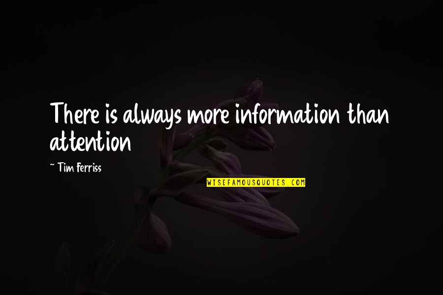 Clap Back Quotes By Tim Ferriss: There is always more information than attention