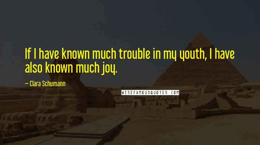 Clara Schumann quotes: If I have known much trouble in my youth, I have also known much joy.