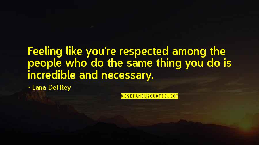 Clarens Castle Quotes By Lana Del Rey: Feeling like you're respected among the people who Clarens Castle Quotes By Lana Del Rey: Feeling like you're respected among the people who