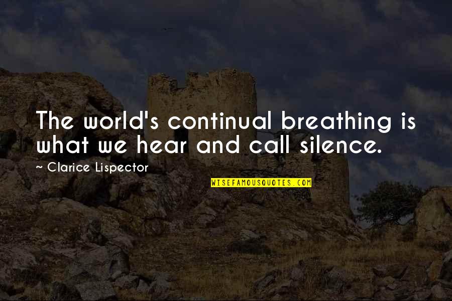 Clarice Quotes By Clarice Lispector: The world's continual breathing is what we hear