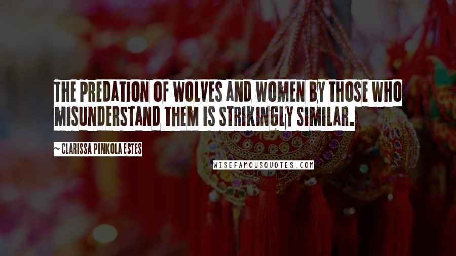 Clarissa Pinkola Estes quotes: The predation of wolves and women by those who misunderstand them is strikingly similar.