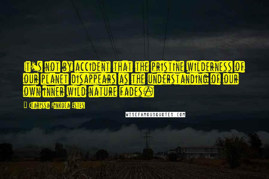 Clarissa Pinkola Estes quotes: It's not by accident that the pristine wilderness of our planet disappears as the understanding of our own inner wild nature fades.