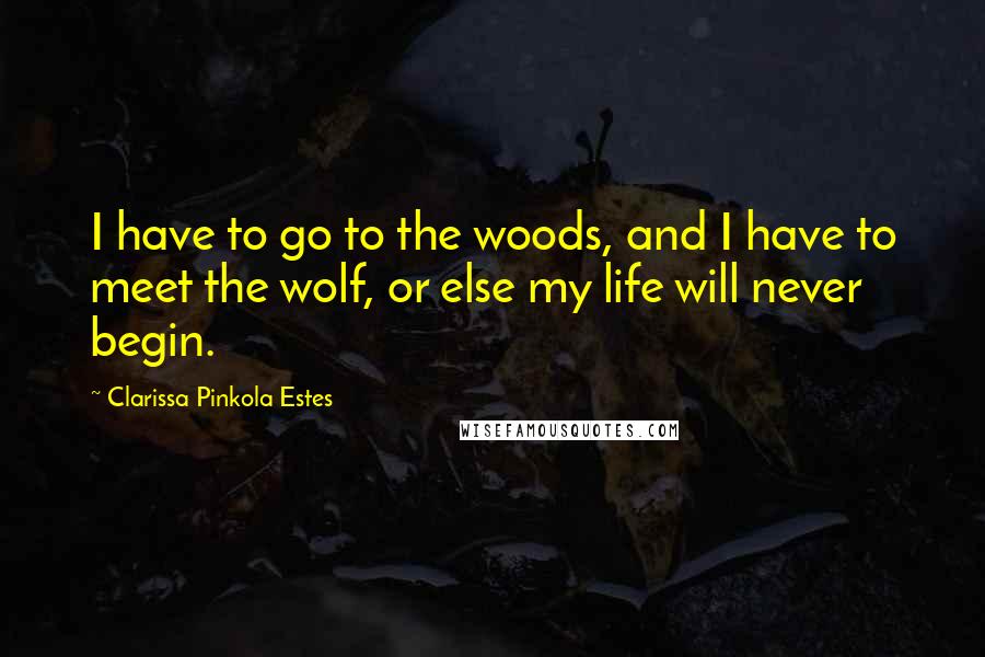 Clarissa Pinkola Estes quotes: I have to go to the woods, and I have to meet the wolf, or else my life will never begin.