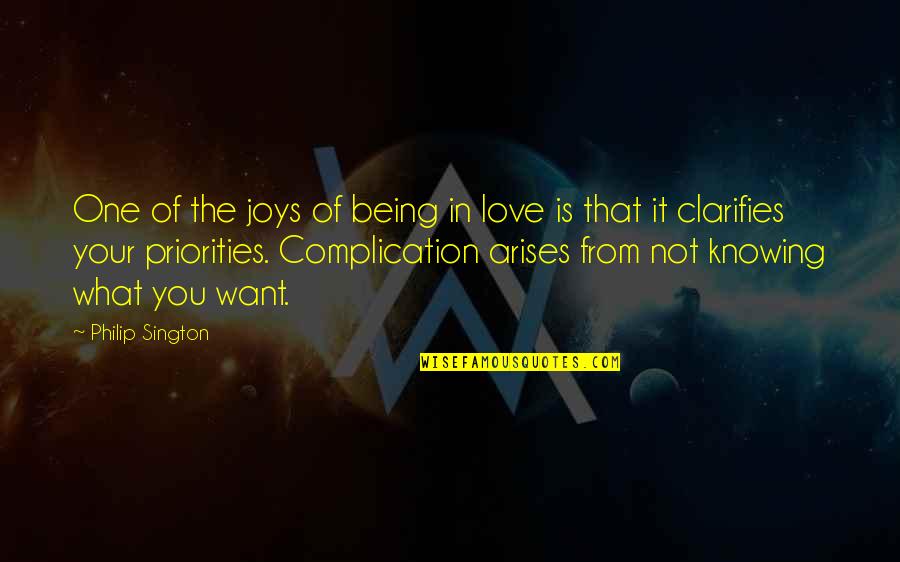Clarity In Love Quotes By Philip Sington: One of the joys of being in love