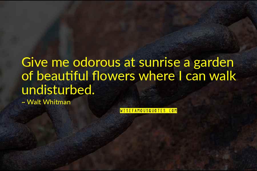 Clarke Griffin Best Quotes By Walt Whitman: Give me odorous at sunrise a garden of